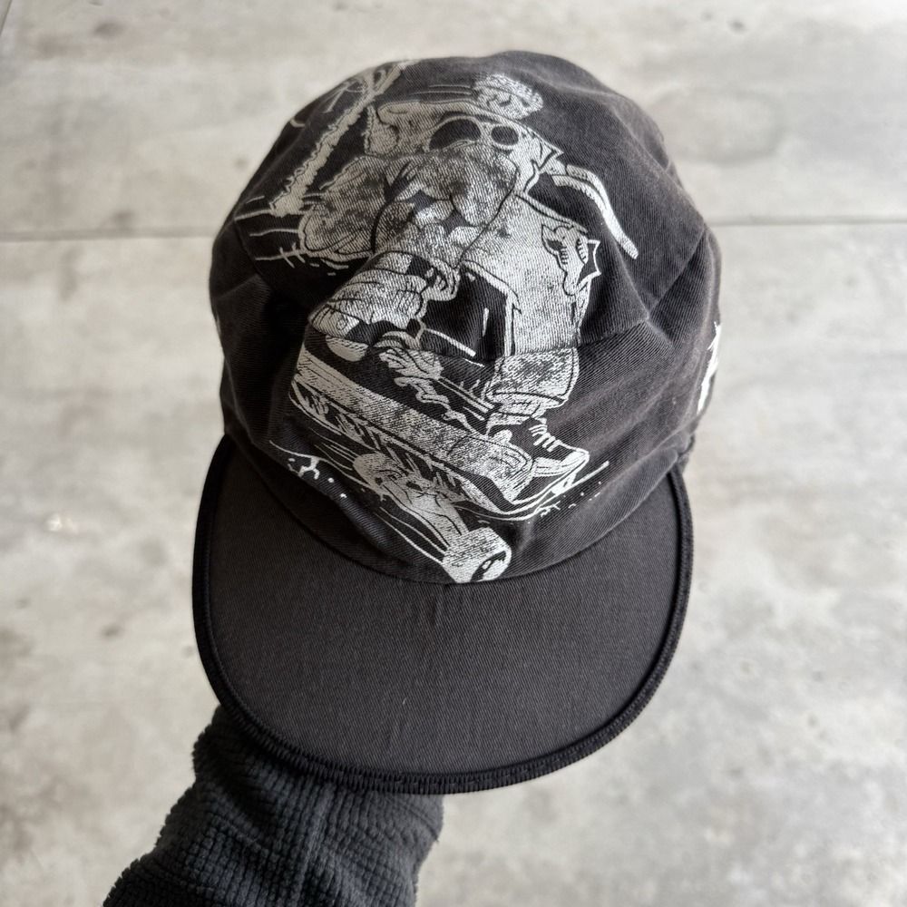 VTG 80's OP Ocean Pacific Xtreme Surf Hat Painters Cap SKULL SKATE AOP RARE USA